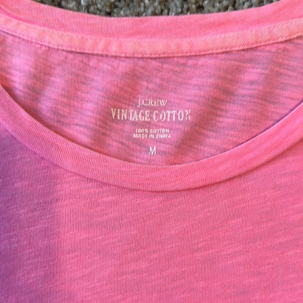 J. Crew Vintage Cotton Bright Pink Short Sleeve T-Shirt, Medium, EUC - Picture 7 of 8